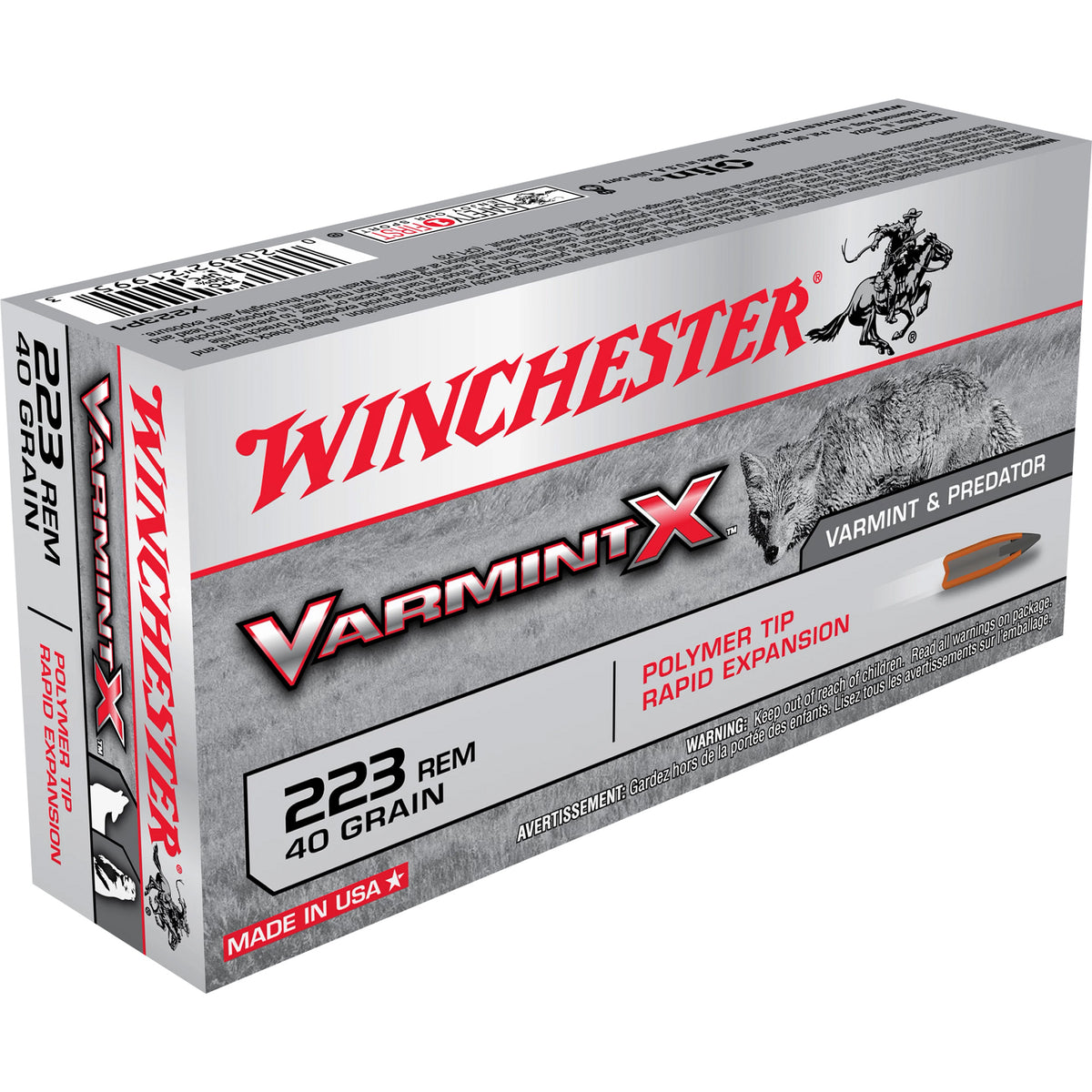Winchester Varmint X Polymer Tip Rapid Expansion 40 Grain .223 Remington 3600 fps 020892219953