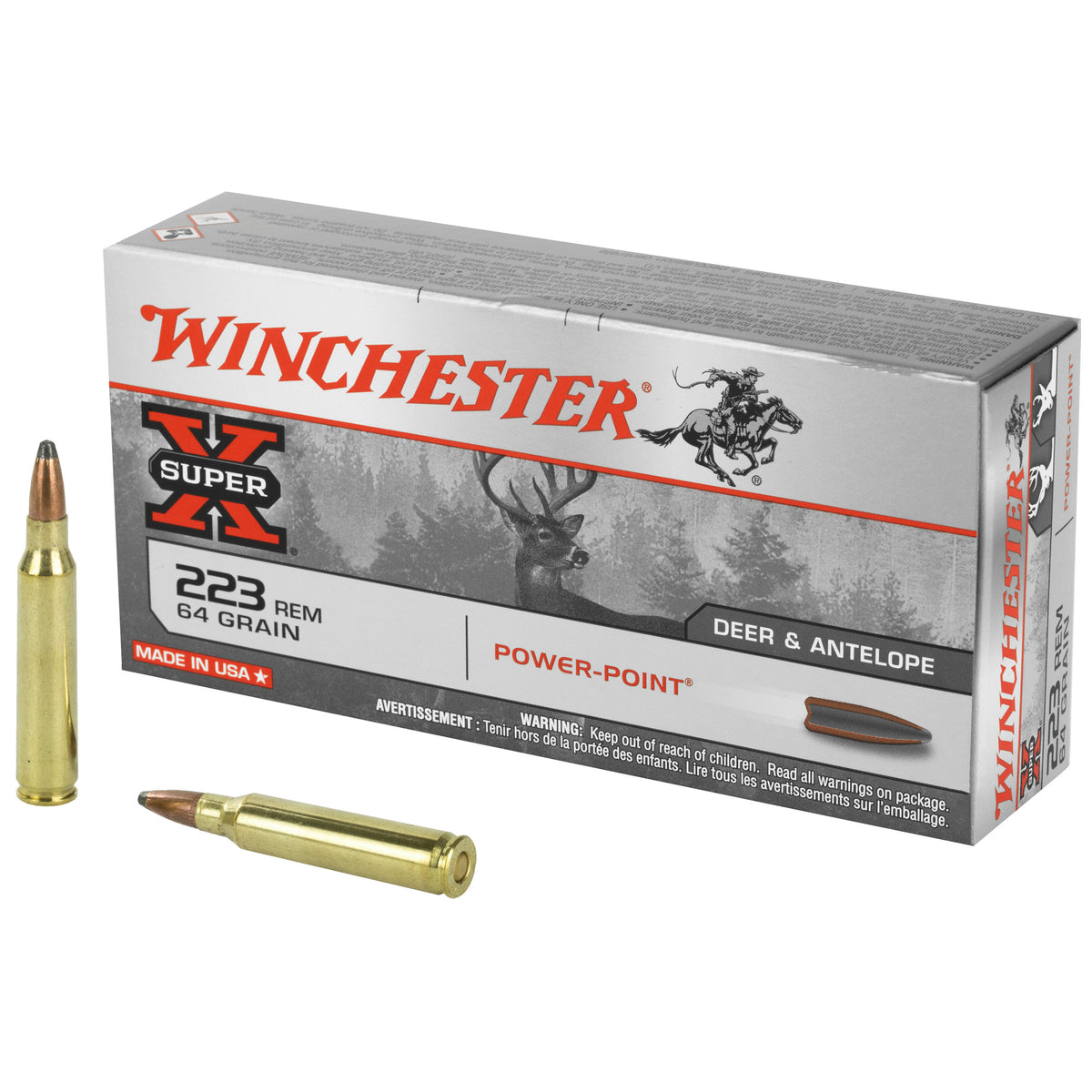 Winchester .223 Remington Super-X 64 grain Power-Point ammunition