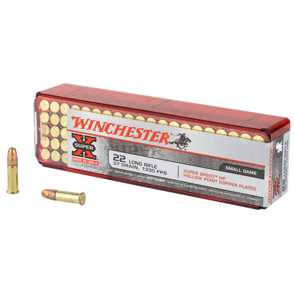 Winchester .22 Long Rifle Super X Super Speed 37 grain Copper Plated Hollow Point ammunition
