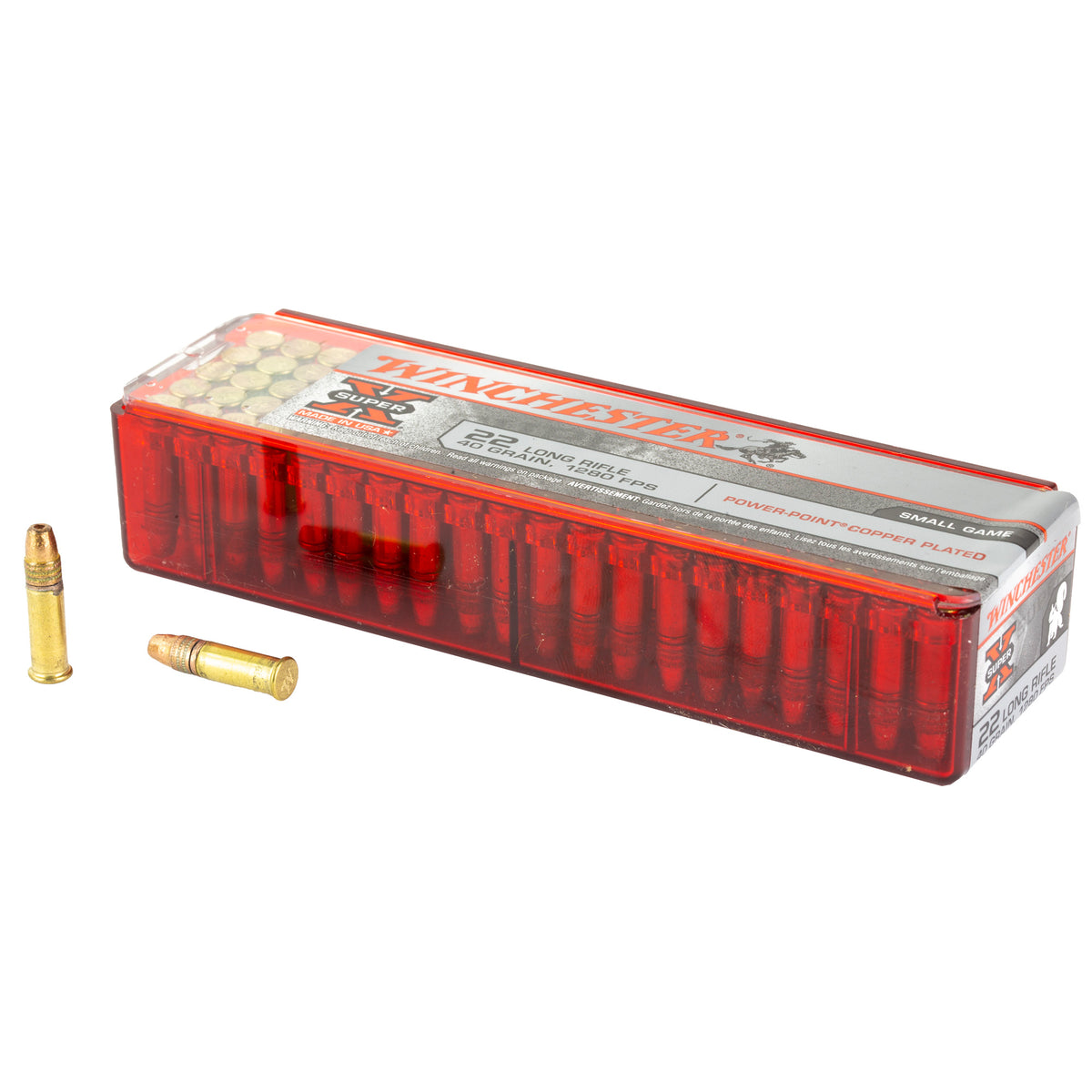 Winchester Super X Power-Point Copper Plated 40 Grain .22 Long Rifle 1280 fps 020892101944