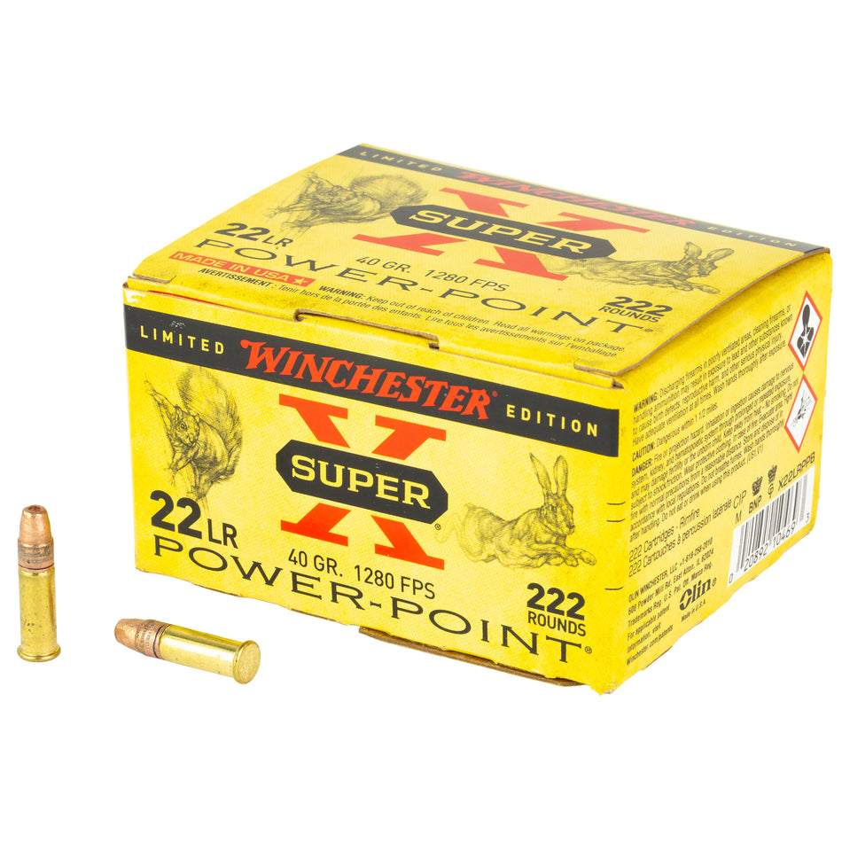 Winchester Super-X Power-Point Plated Hollow Point 40 Grain .22 Long Rifle 1280 fps 020892104693