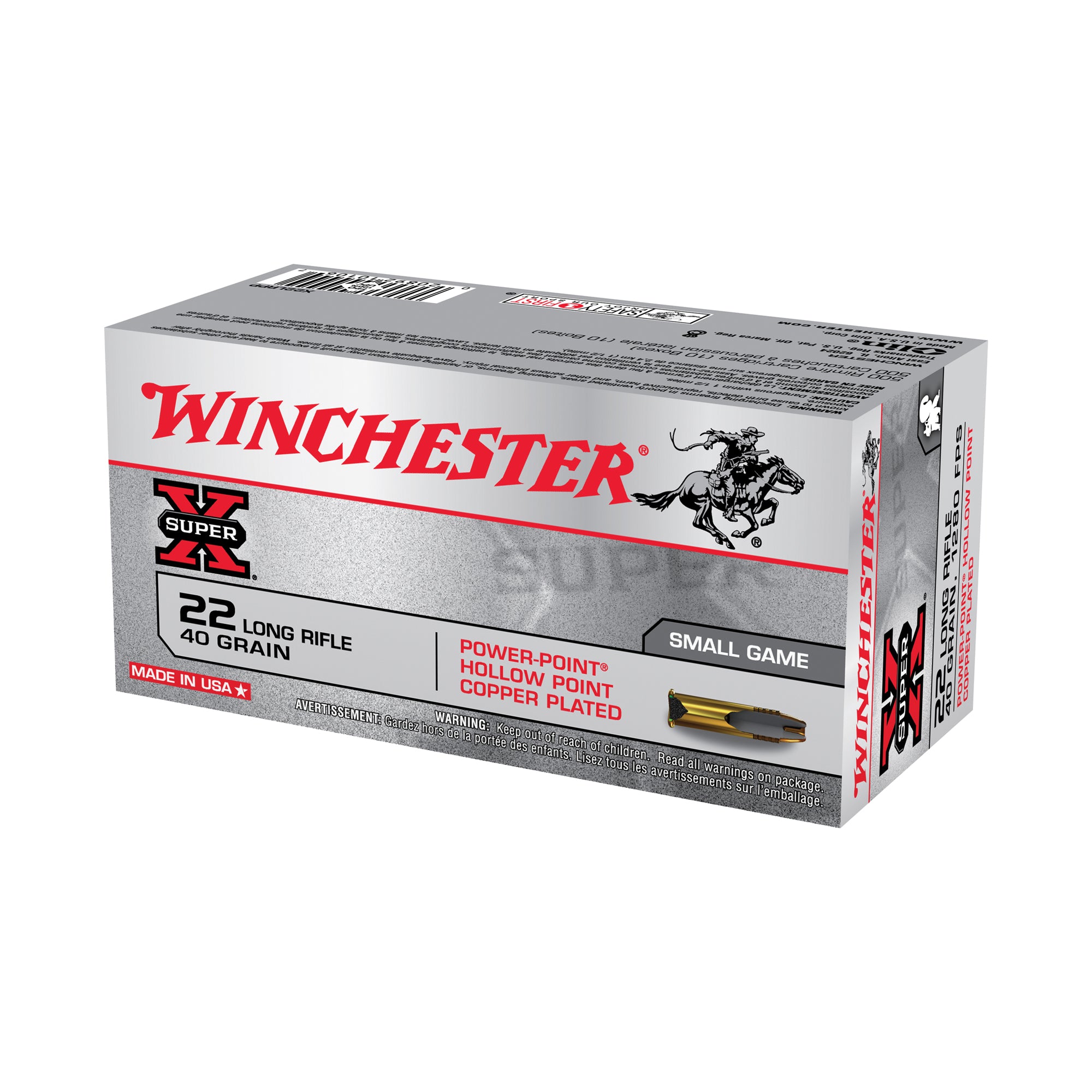 Winchester .22 Long Rifle SUPER-X 40 grain Power-Point ammunition