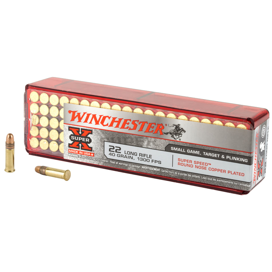 Winchester Super Speed Super X Super Speed Round Nose Copper Plated 40 Grain .22 Long Rifle 1300 fps 020892102002