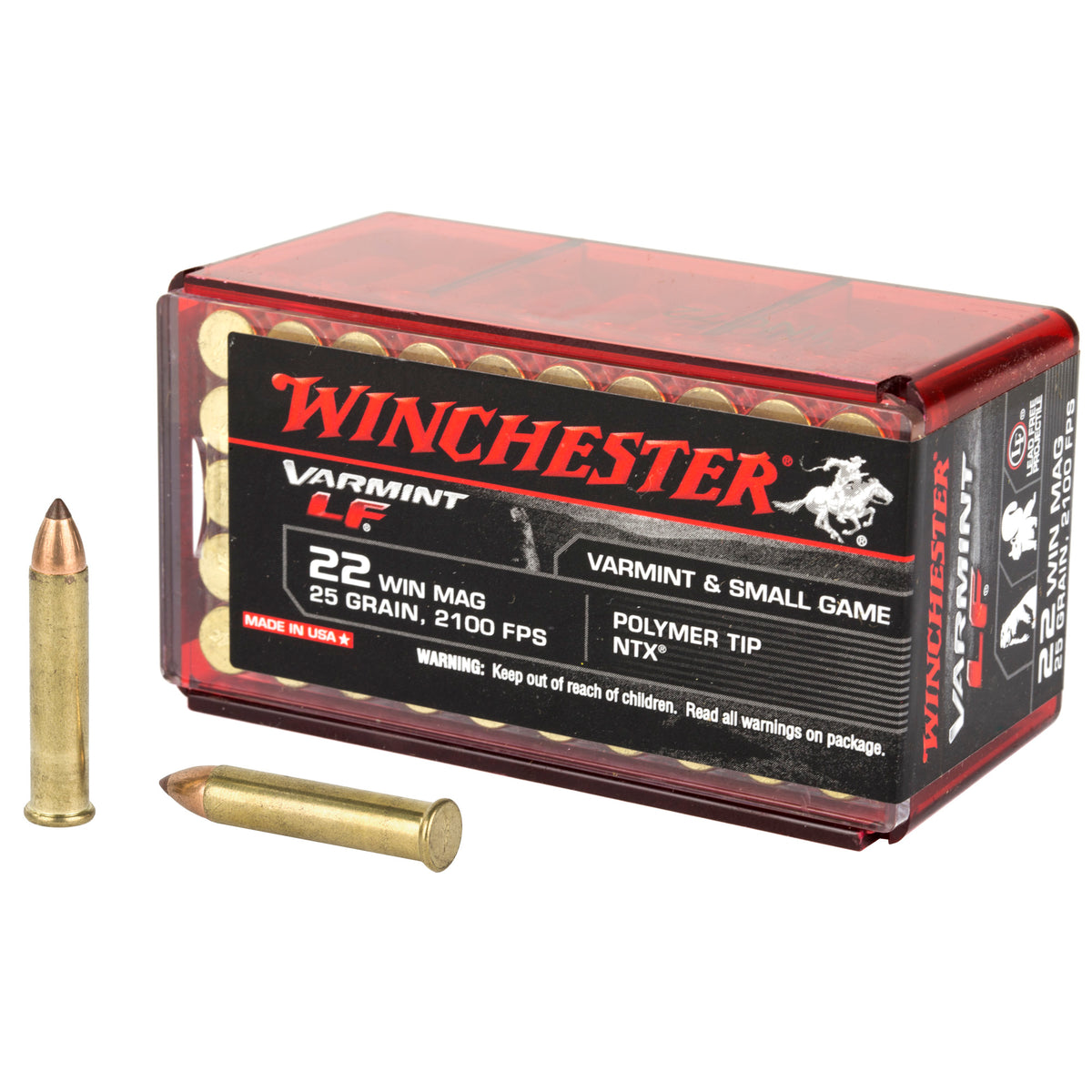 Winchester Varmint LF Rimfire Ammo 22 Mag 25 grain Jacketed Hollow Point (JHP)