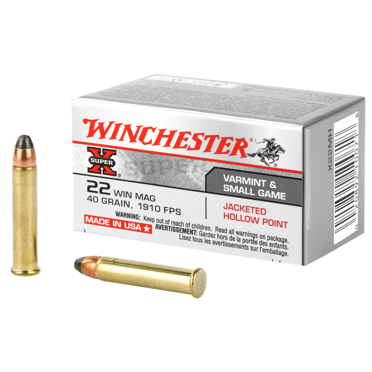 Winchester Super-X Rimfire Ammo 22 Mag Jacketed Hollow Point (JHP) 40 grain
