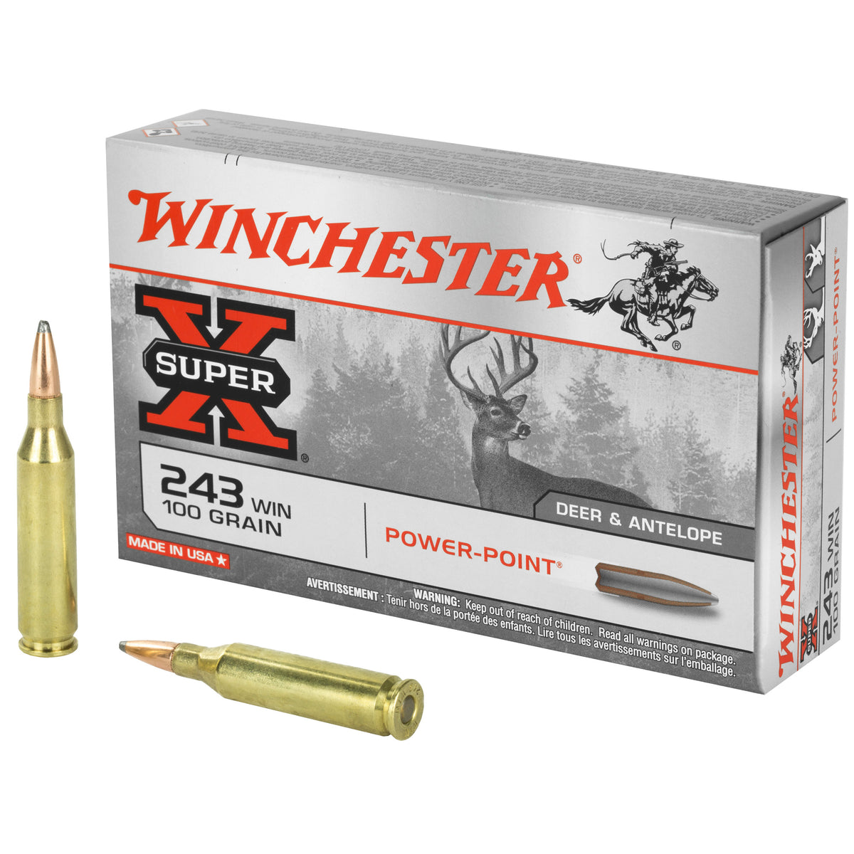 Winchester Super-X Power-Point 100 Grain .243 Winchester 2960 fps 020892200043