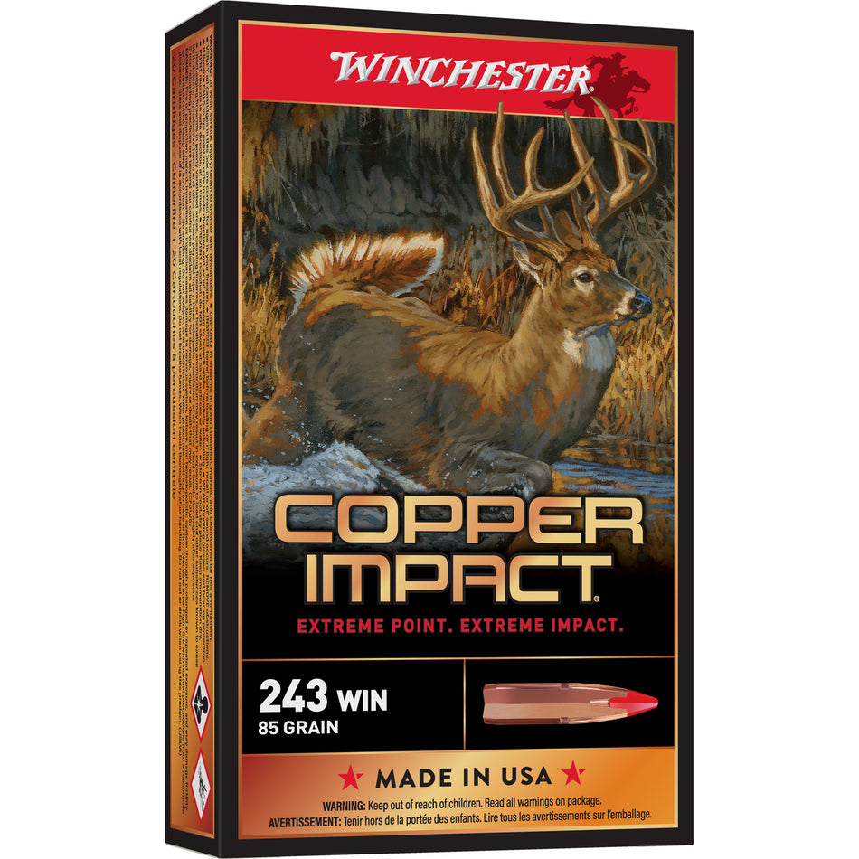 Winchester Deer Season XP Copper Impact Copper Extreme Point Lead-Free 85 Grain .243 Winchester 3260 fps 020892224186