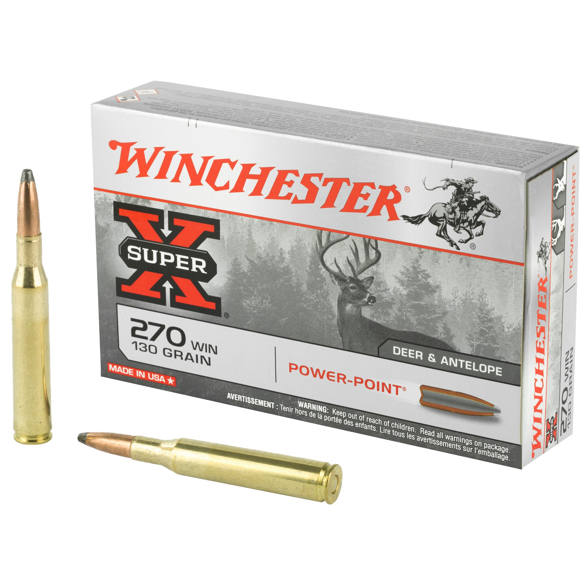 Winchester Super-X Power-Point 130 Grain .270 Winchester 3060 fps 020892200067