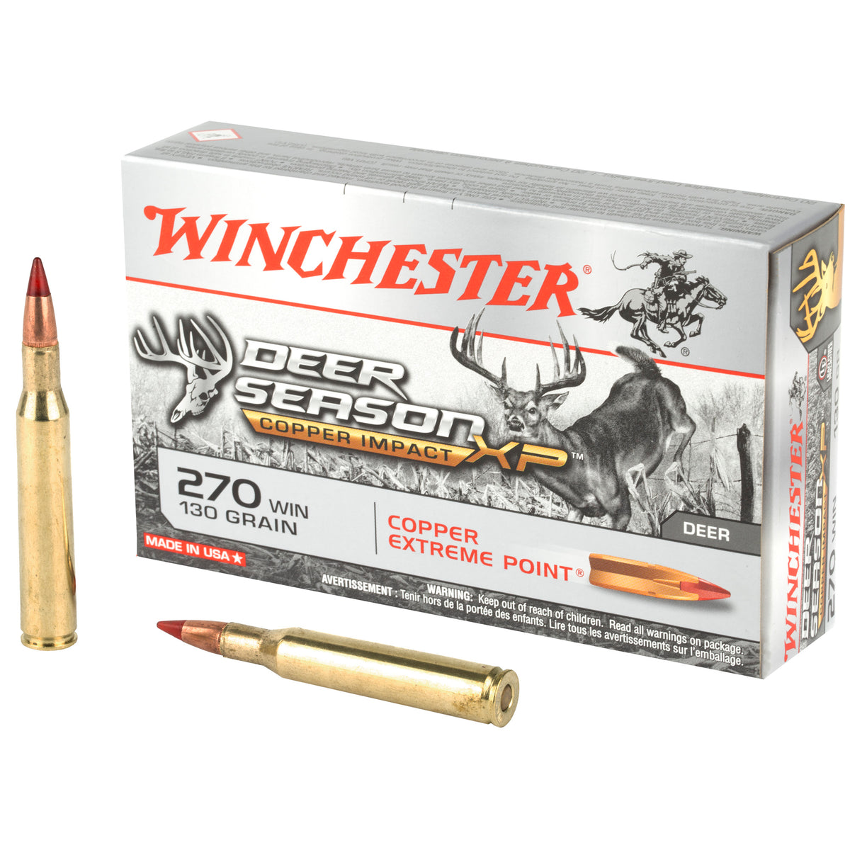 Winchester Copper Impact Copper Extreme Point Lead-Free 130 Grain .270 Winchester 3000 fps 020892224209