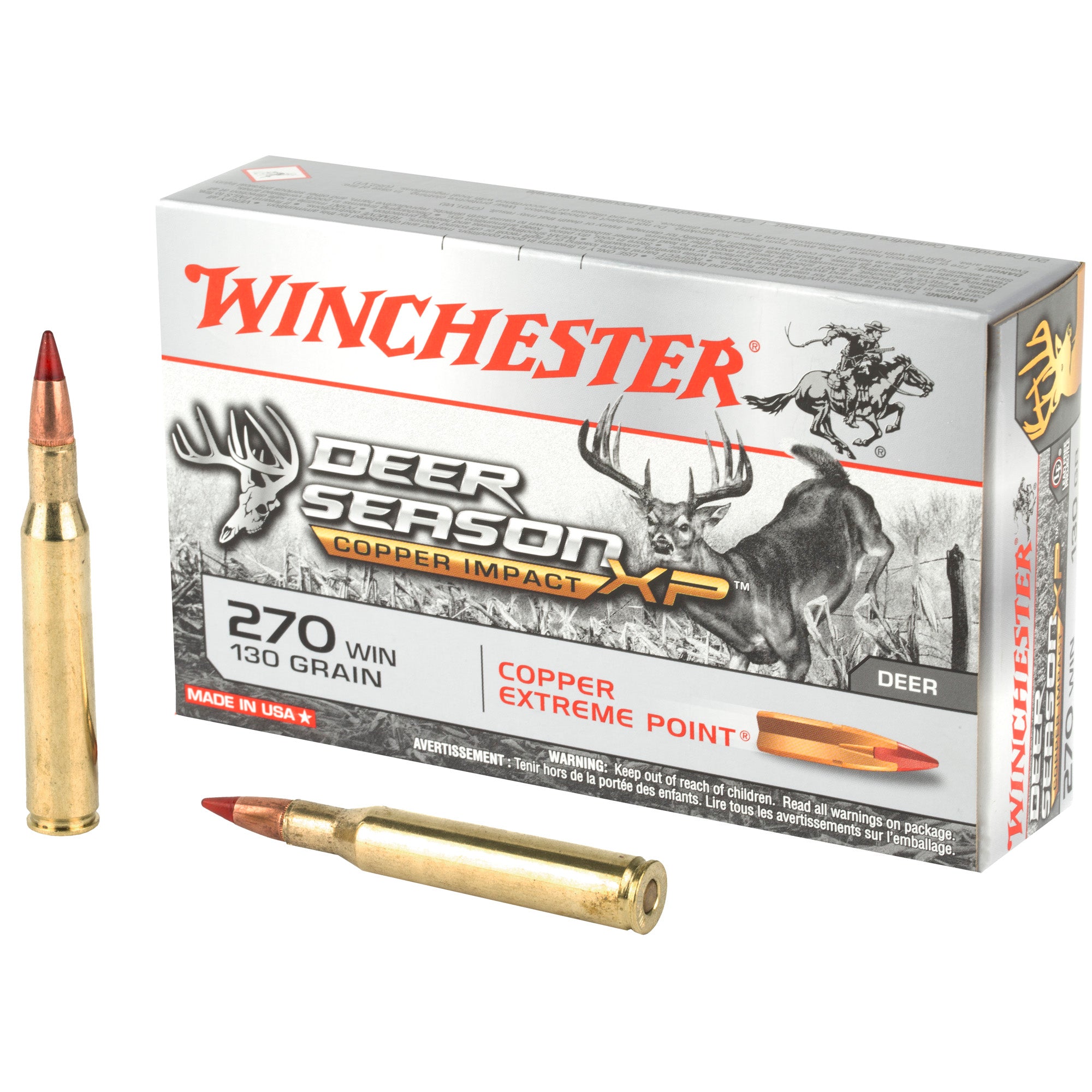 Winchester Copper Impact Copper Extreme Point Lead-Free 130 Grain .270 Winchester 3000 fps 020892224209