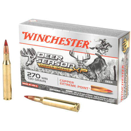 Winchester Copper Impact Copper Extreme Point Lead-Free 130 Grain .270 Winchester 3000 fps 020892224209