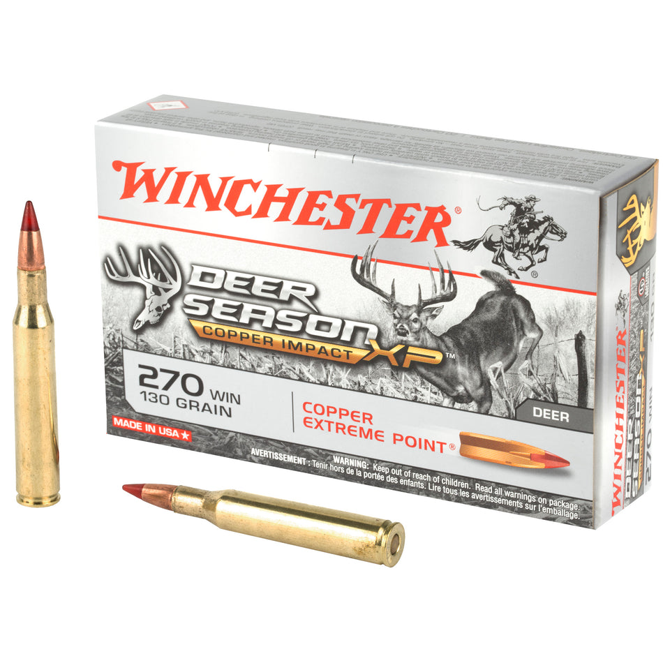 Winchester Copper Impact Copper Extreme Point Lead-Free 130 Grain .270 Winchester 3000 fps 020892224209