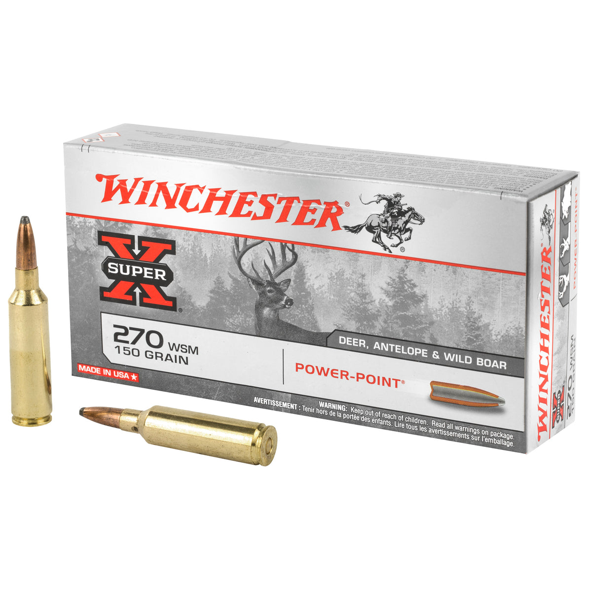 Winchester .270 WSM Super-X Power-Point 150 grain Pointed Soft Point ammunition