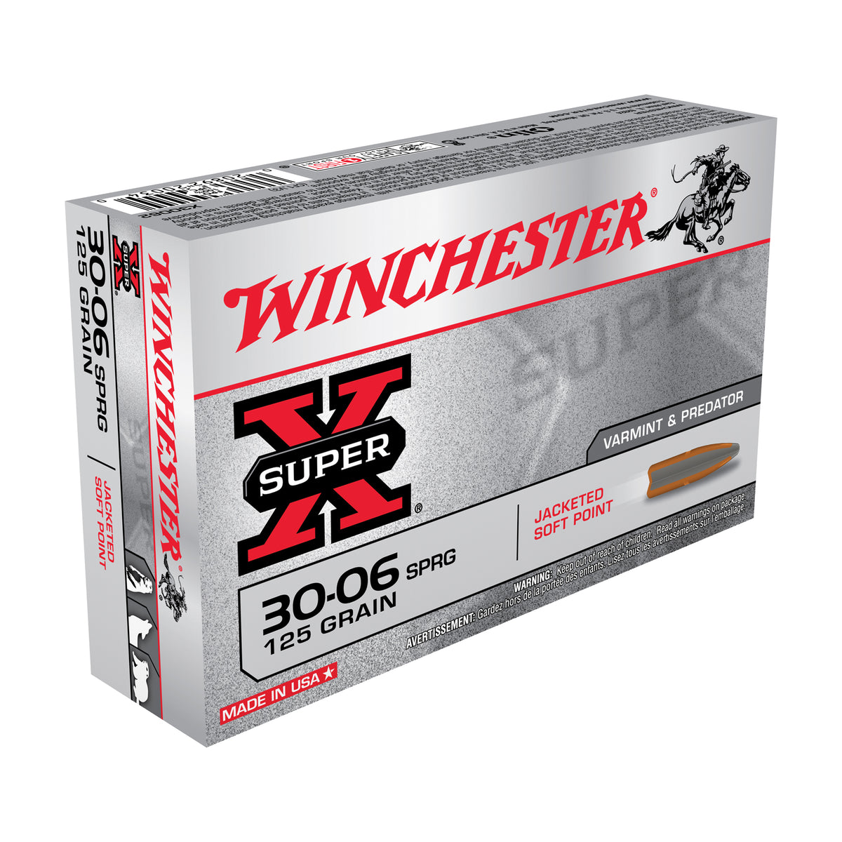Winchester .30-06 Springfield Super-X 125 grain Pointed Soft Point ammunition