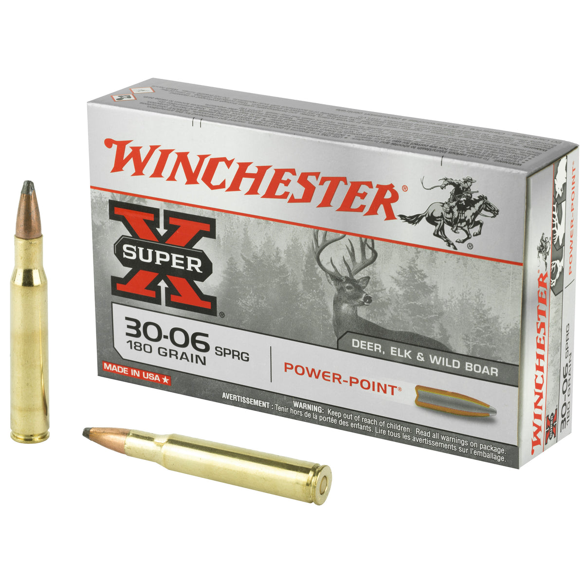 Winchester Super-X Power-Point Pointed Soft Point 180 Grain .30-06 Springfield 2700 fps 020892200104