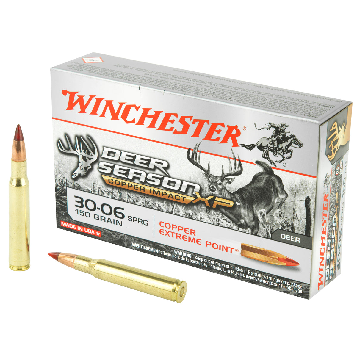 Winchester Copper Impact Copper Extreme Point Lead-Free 150 Grain .30-06 Springfield 2920 fps 020892224247