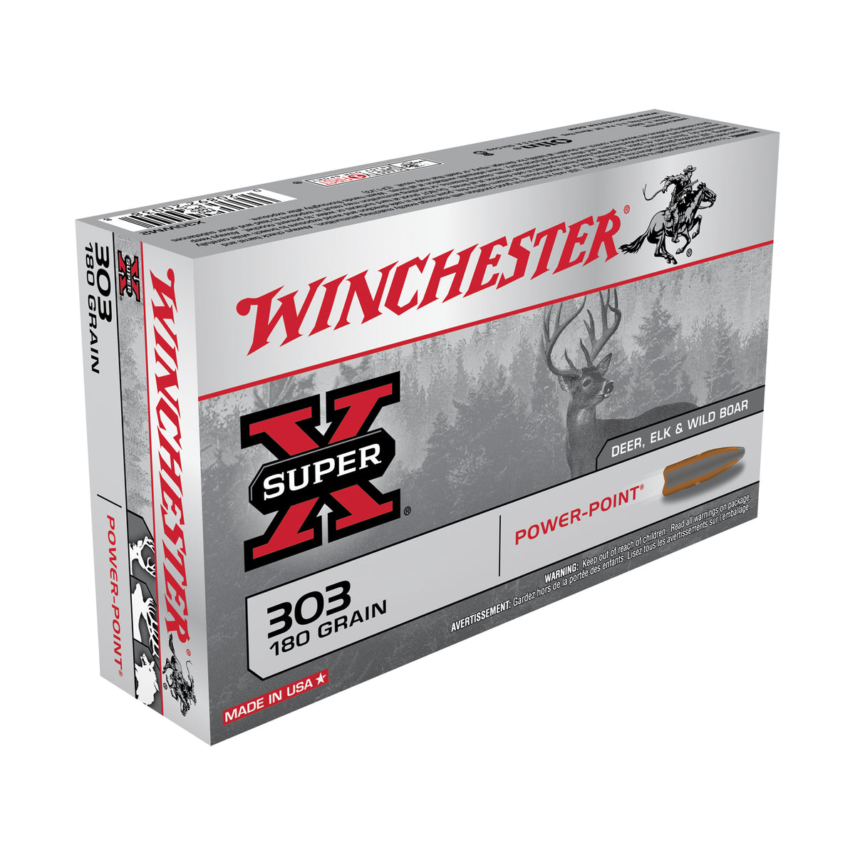 Winchester Super-X Rifle Ammo 303 British 180 gr. Power-Point 20 rd.