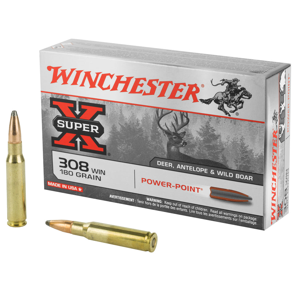Winchester Super-X Power-Point Pointed Soft Point 180 Grain .308 Win / 7.62x51mm 2620 fps 020892200401