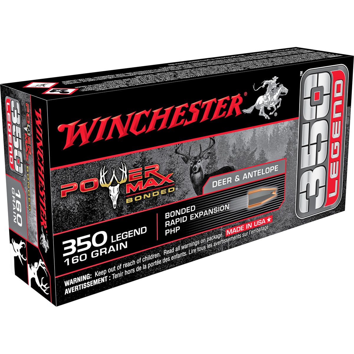 Winchester Power Max Bonded Bonded Rapid Expansion PHP 160 Grain .350 Legend 2225 fps 020892226302