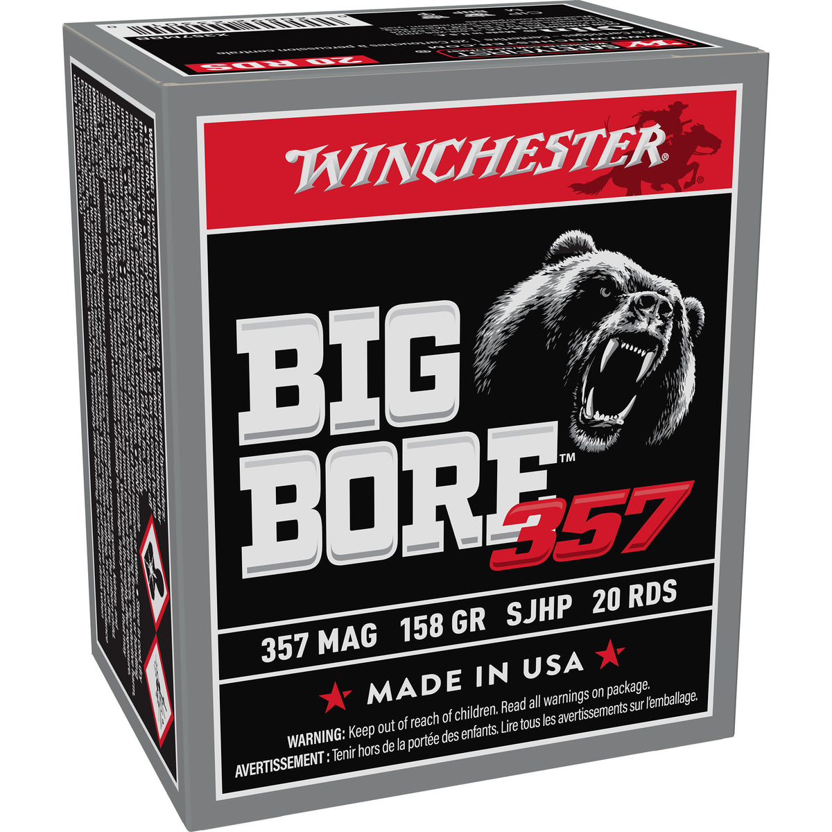 Winchester .357 Magnum Big Bore 158 grain Semi Jacketed Hollow Point ammunition