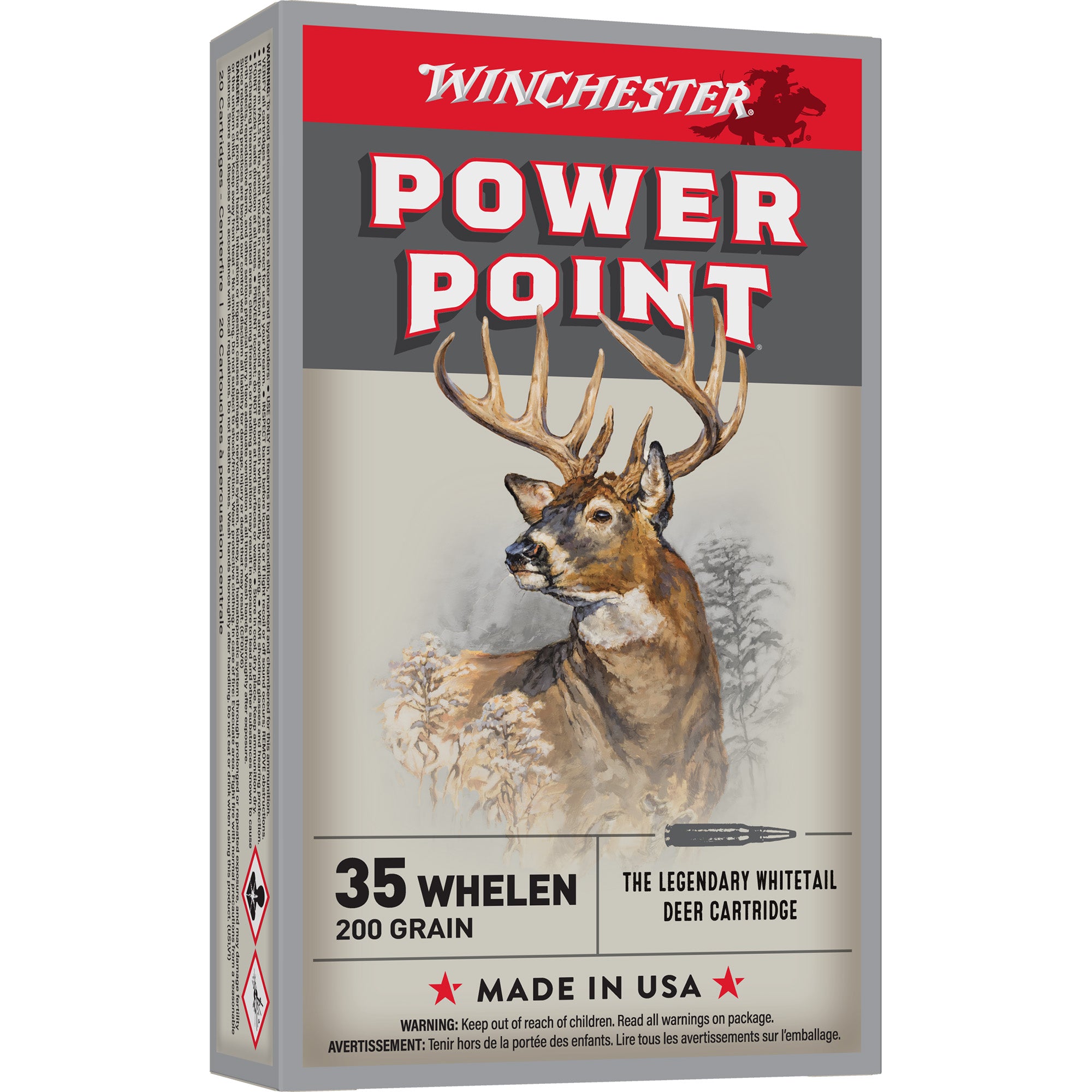 Winchester .35 Whelen Power-Point 200 grain Jacketed Soft Point ammunition