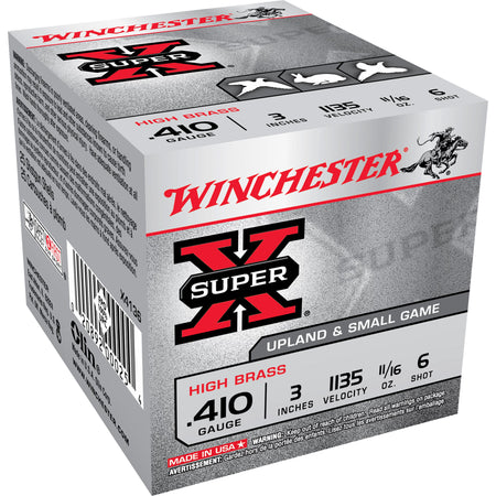 Winchester .410 Bore Shotgun Ammo Super-X Upland HIGH BRASS Heavy Game Load 3 in 11/16 oz #6