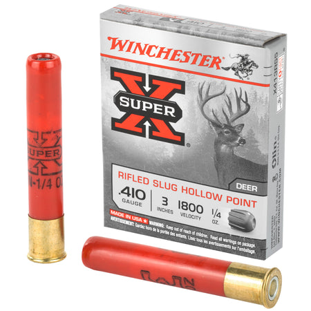 Winchester .410 Bore Shotgun Ammo Super-X Hollow Point Rifled Slug 3 in 1/4 oz Slug