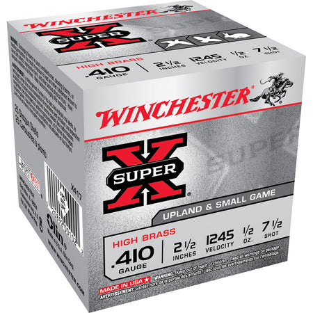 Winchester .410 Bore Shotgun Ammo Super X HIGH BRASS Heavy Game Load 2.5 in 1/2 oz #7.5