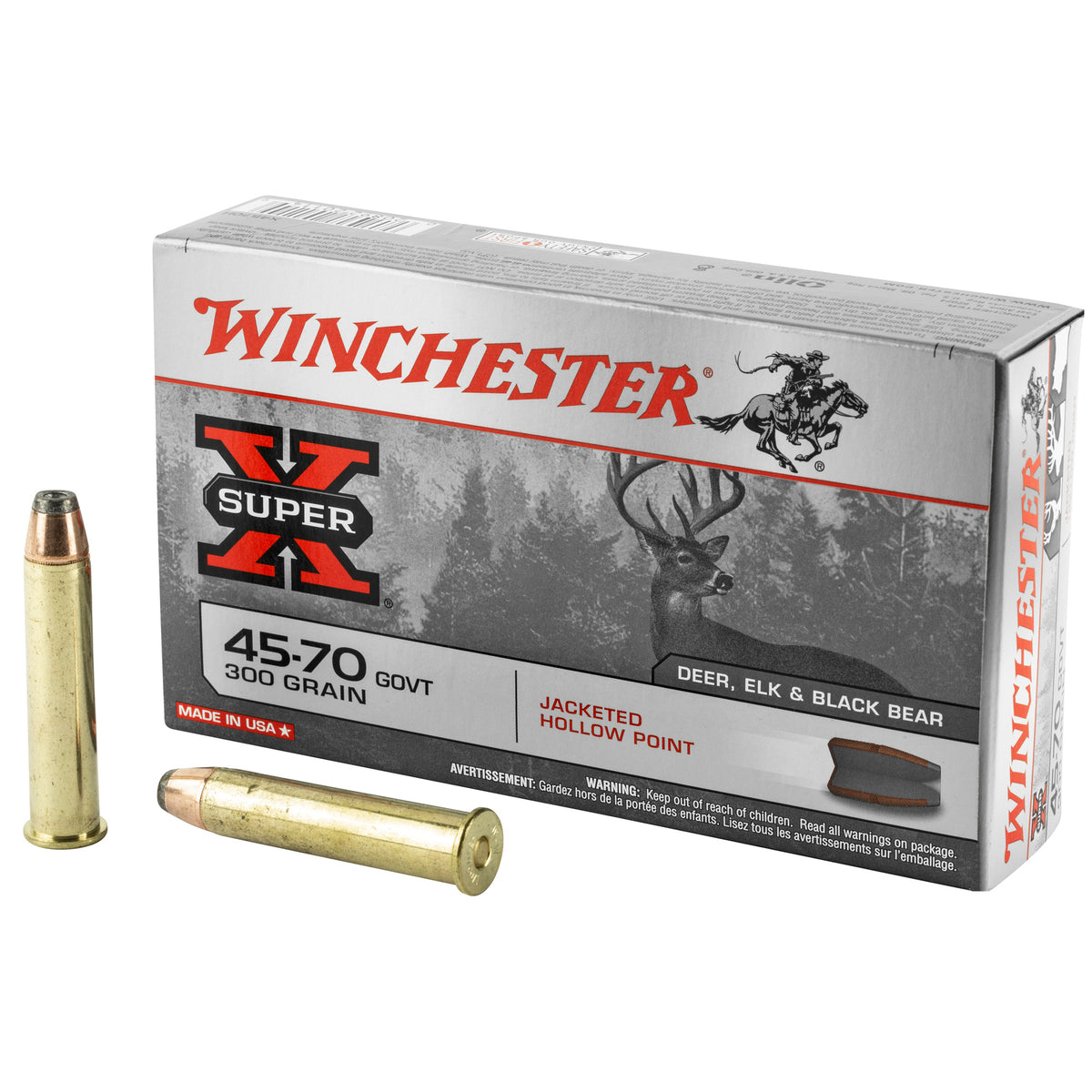 Winchester .45-70 Government Super-X 300 grain Jacketed Hollow Point ammunition