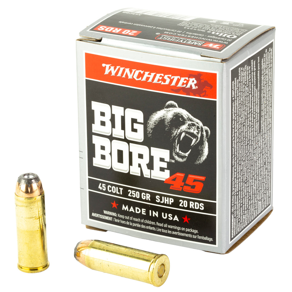 Winchester .45 Long Colt Big Bore 250 grain Semi Jacketed Hollow Point ammunition
