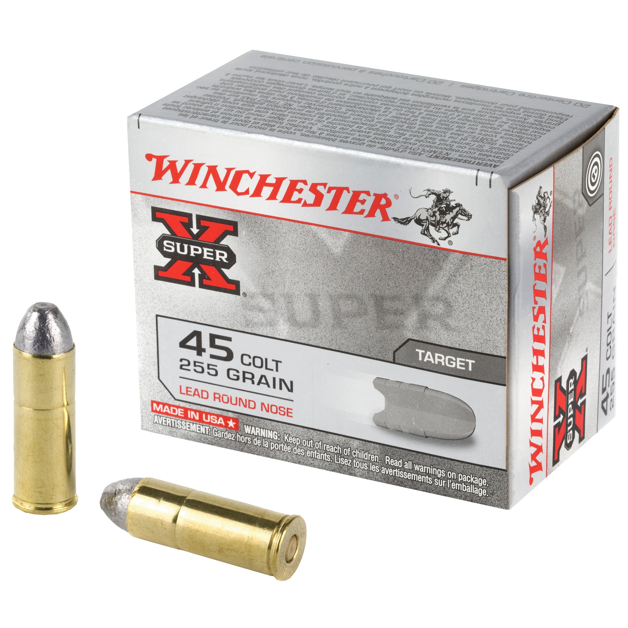 Winchester Super X Lead Round Nose 255 Grain .45 Long Colt 860 fps 020892201705