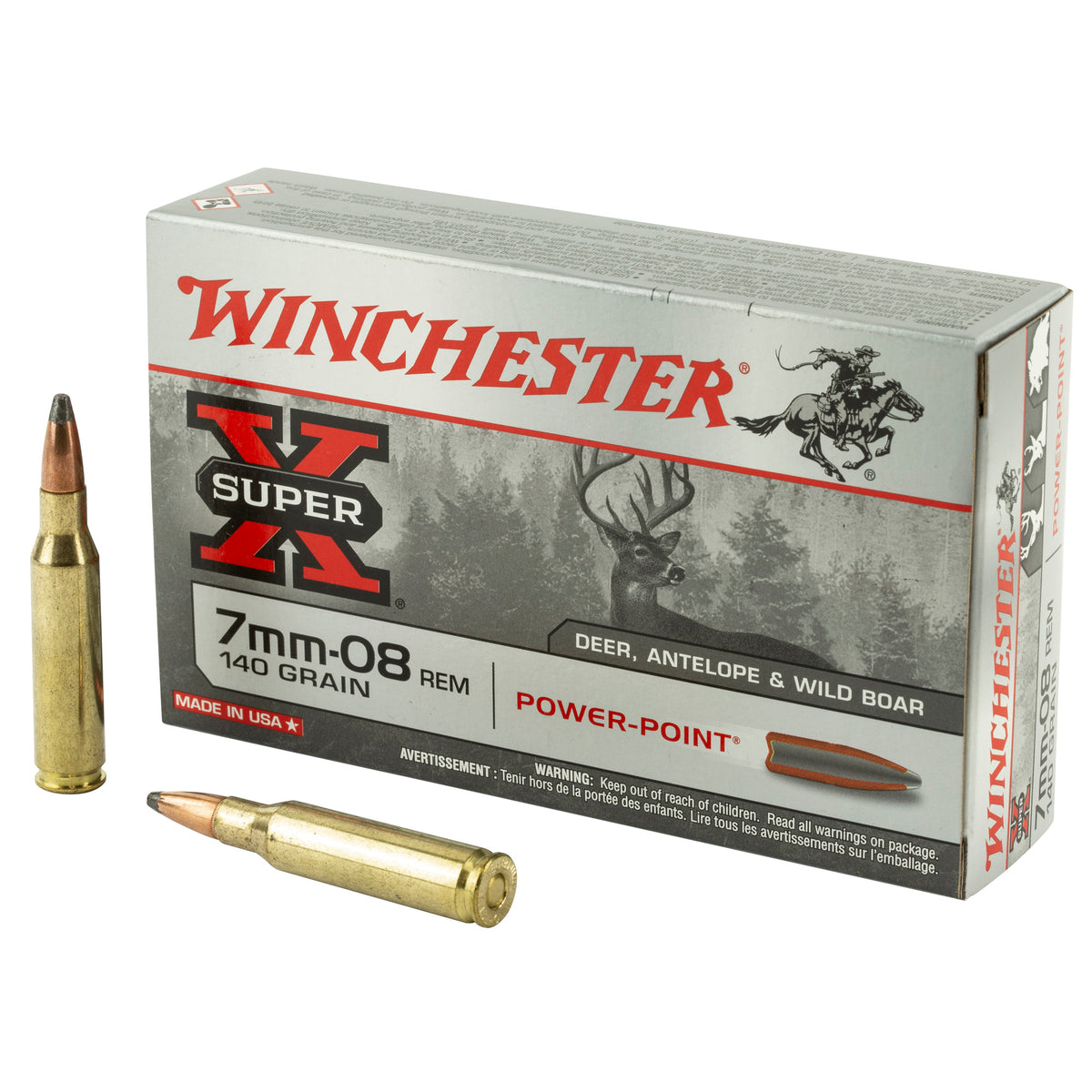 Winchester Super-X Power-Point Pointed Soft Point 140 Grain 7mm-08 Remington 2800 fps 020892210806