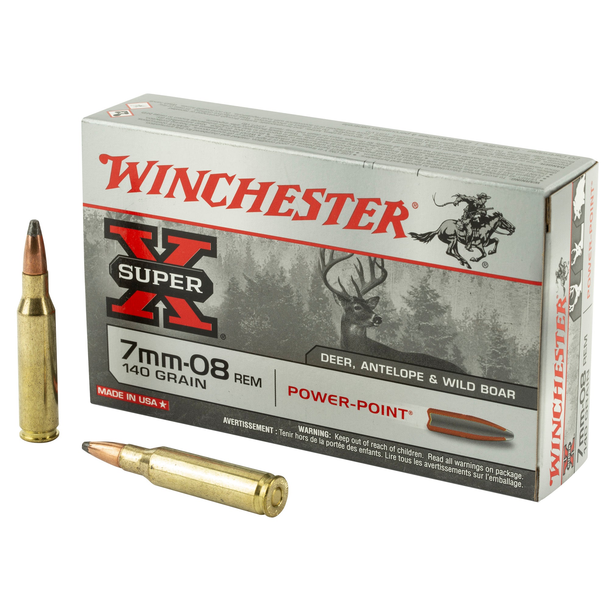 Winchester Super-X Power-Point Pointed Soft Point 140 Grain 7mm-08 Remington 2800 fps 020892210806