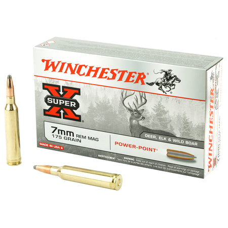 Winchester 7mm Remington Mag Super X 175 grain Power-Point ammunition