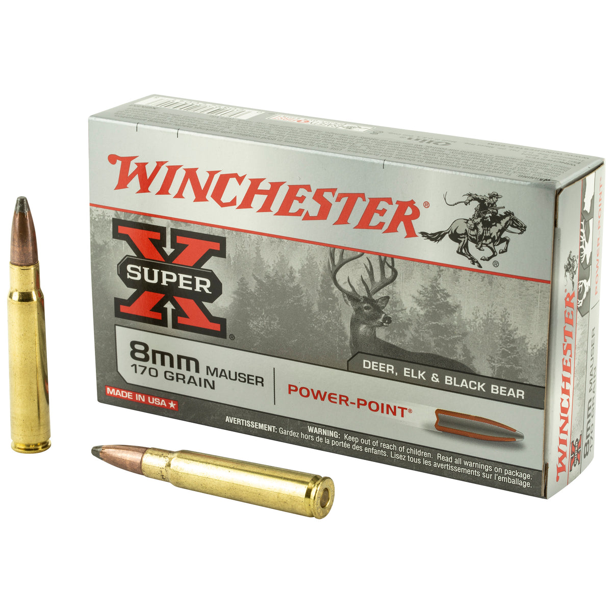 Winchester 8mm Mauser Super-X Power-Point 170 grain Pointed Soft Point ammunition