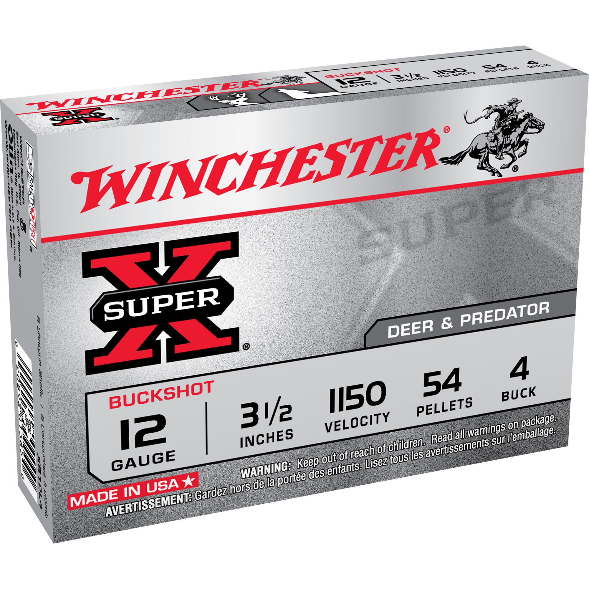 Winchester XB12L4 Super X Buckshot 12 Gauge 3.5"  4 Buck Shot 1150 fps 020892013650
