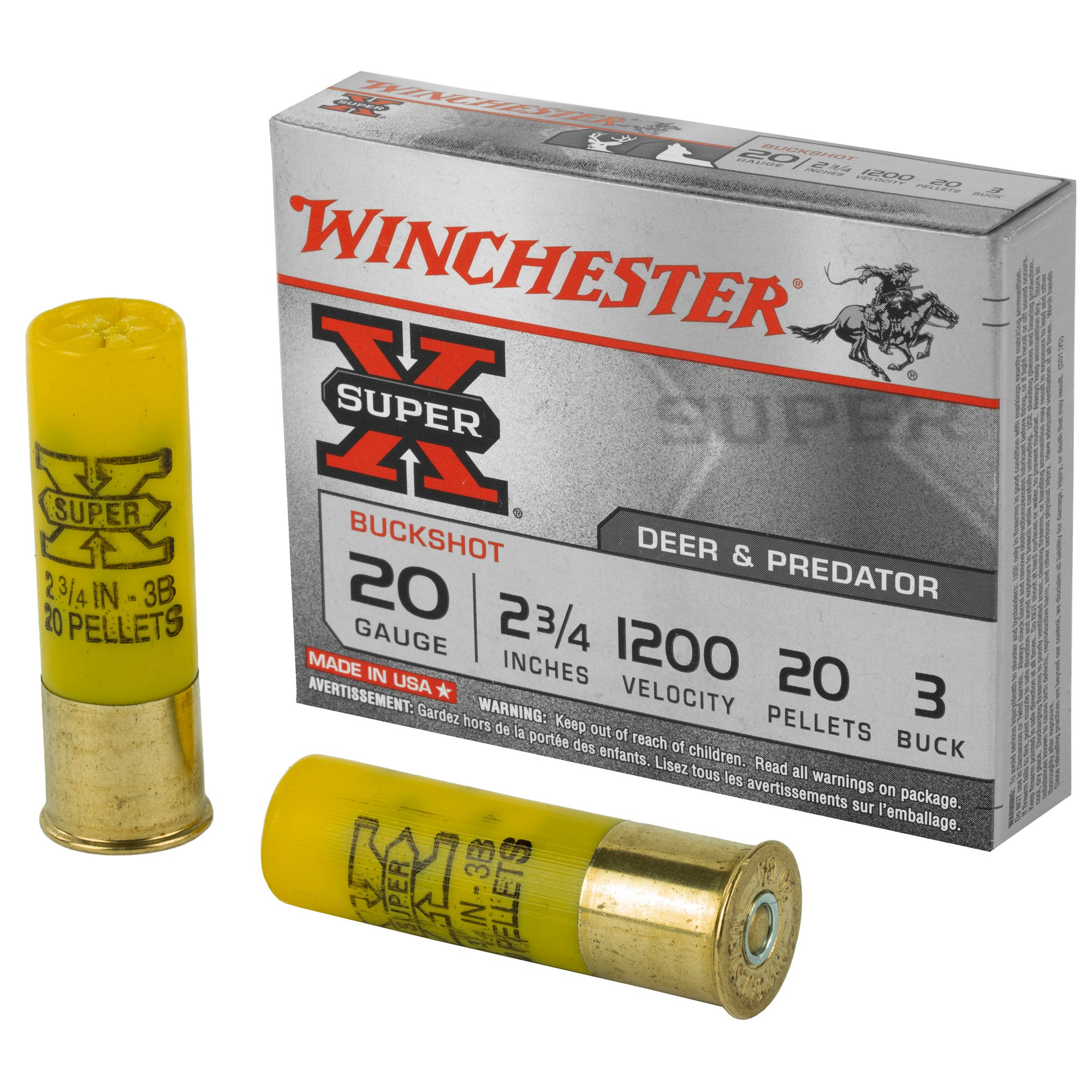 Winchester XB203 Super X Buckshot 20 Gauge 2.75"  3 Buck Shot 1200 fps 020892007154