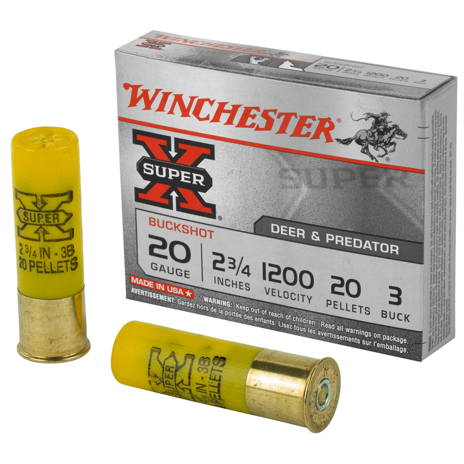 Winchester XB203 Super X Buckshot 20 Gauge 2.75"  3 Buck Shot 1200 fps 020892007154