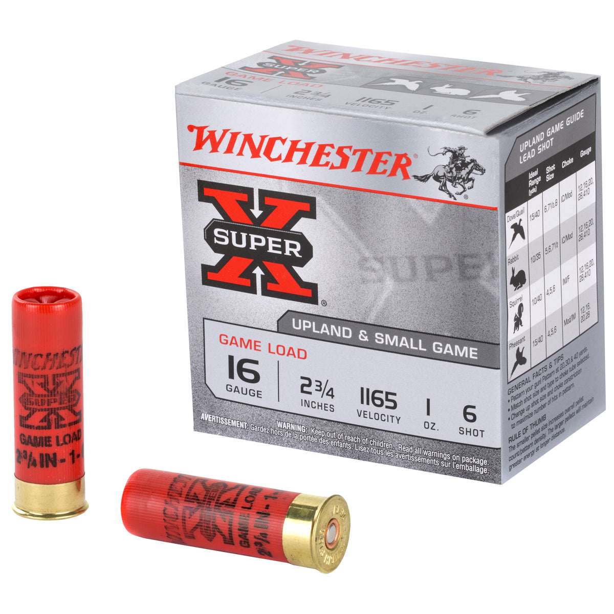 Winchester XU166A Super X Game Load 16 Gauge 2.75" 1oz 6 Shot 1165 fps 020892013292