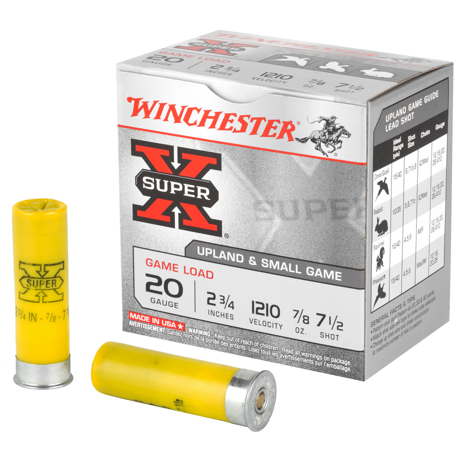 Winchester 20 Gauge Shotgun Ammo Super-X Game Load 2.75 in 7/8 oz #7.5