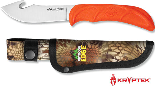 Outdoor Edge Wild Skin 4" Full-Tang Guthook Knife with Mossy Oak Sheath
