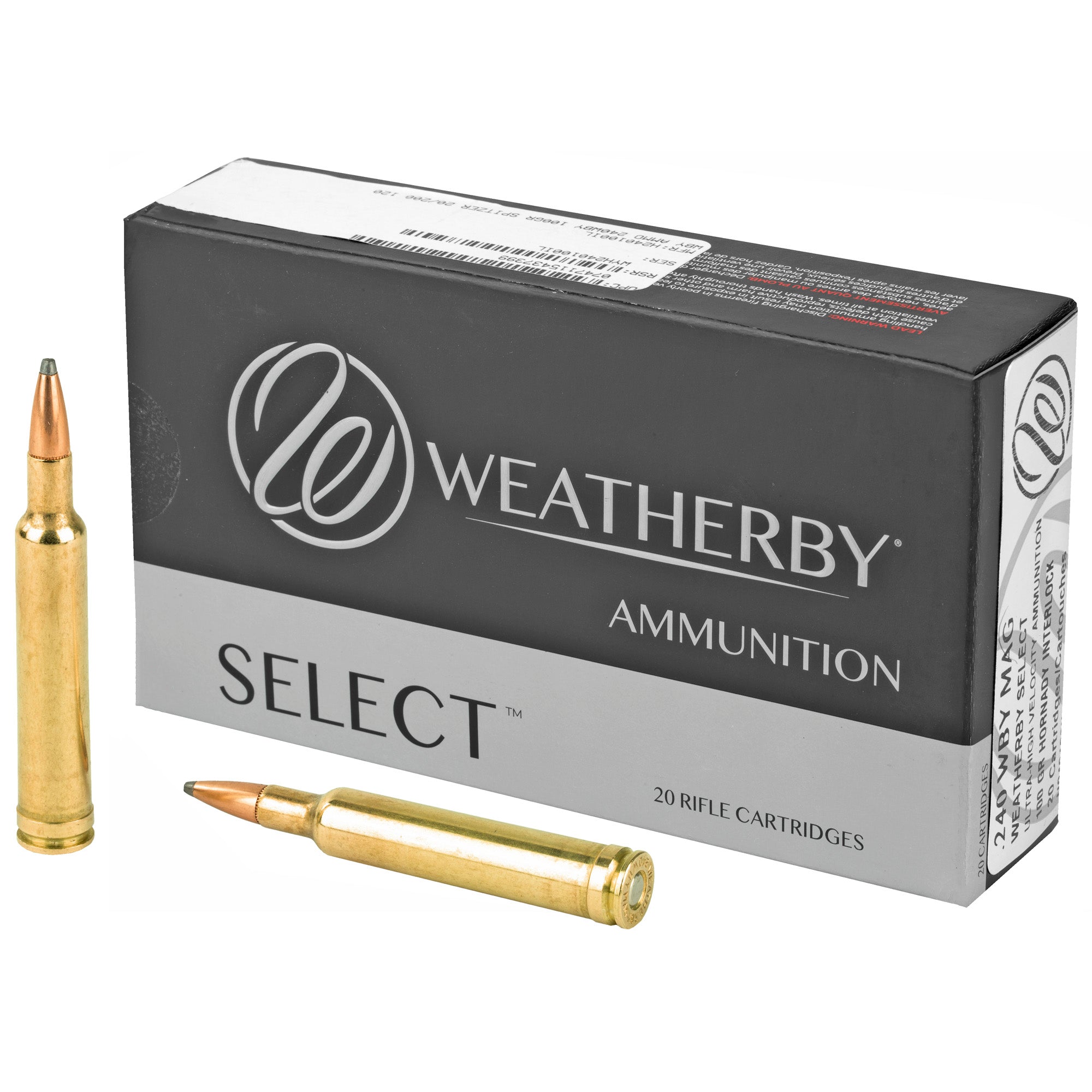 Weatherby .240 Weatherby Mag Select 100 grain Hornady Interlock ammunition