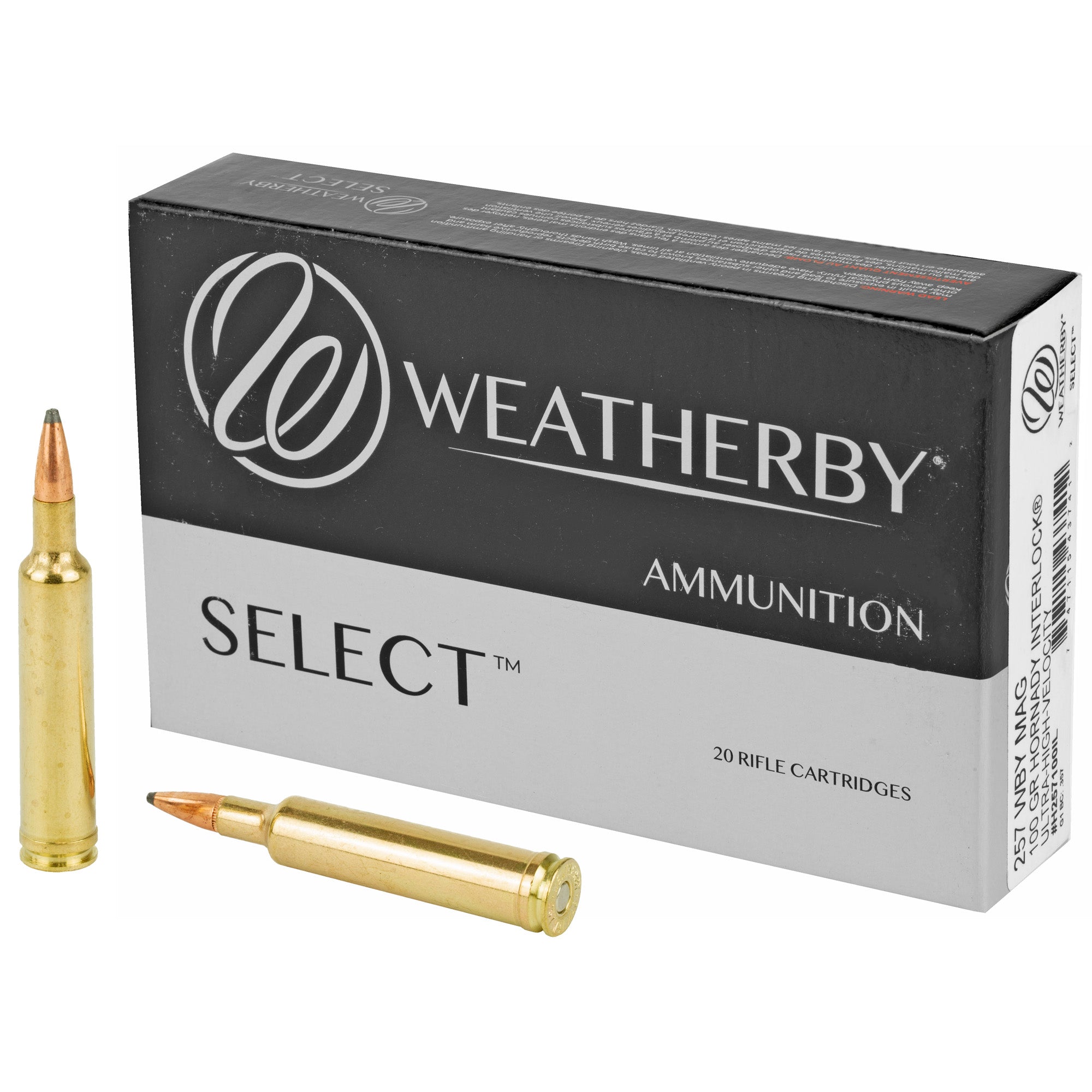 Weatherby Select Hornady Interlock 100 Grain .257 Weatherby Mag 3570 fps 747115437412