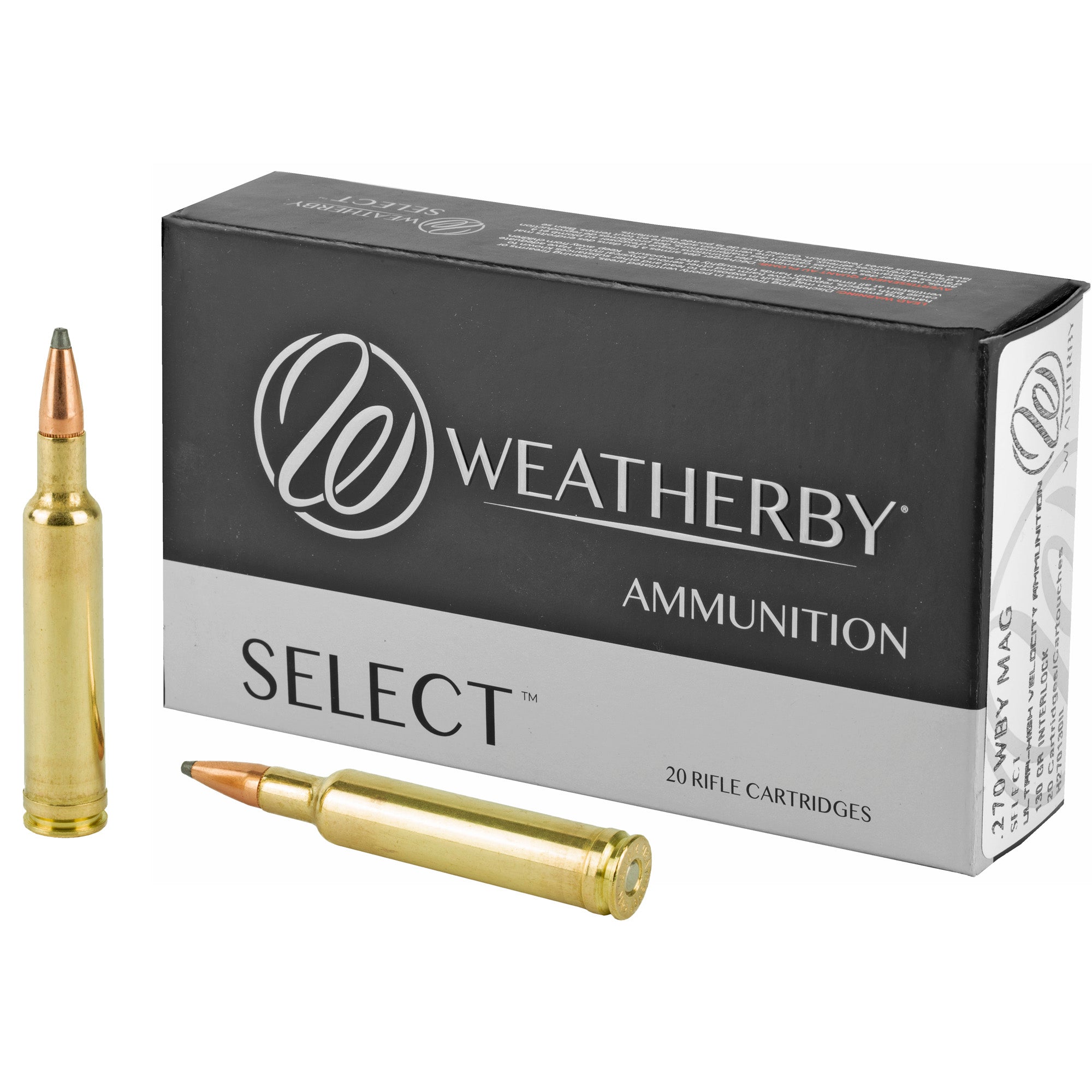 Weatherby Select Hornady Interlock 130 Grain .270 Weatherby Mag 3400 fps 747115443246