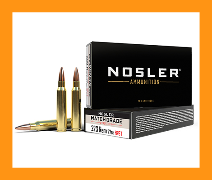 Nosler 60011 Match Grade Custom Competition Hollow Point Boat Tail 77 Grain .223 Remington 2600 fps