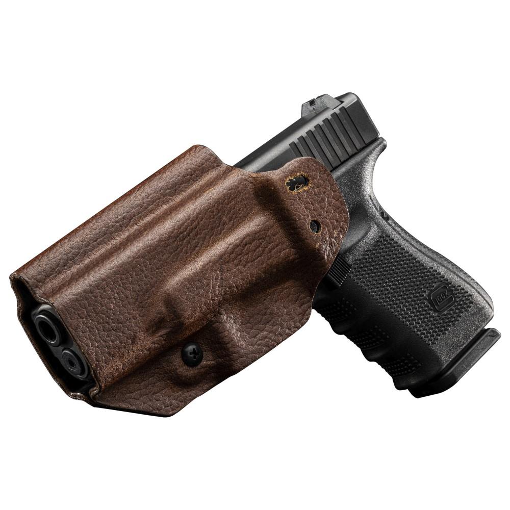 Mission First Tactical Ambi Leather Hybrid Holster for Glock 19/23/44/45 Brown IWB/OWB