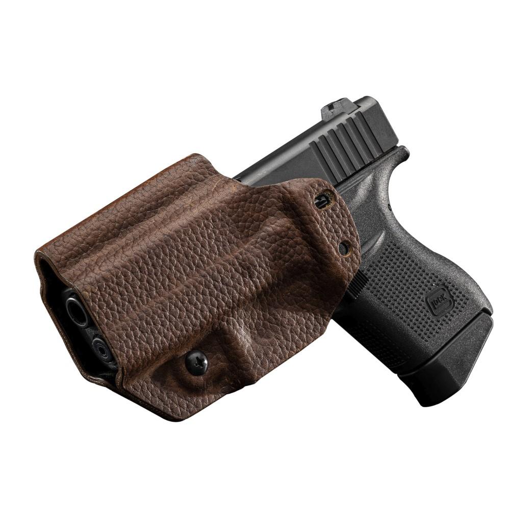 Mission First Tactical Glock 43/43X Leather Kydex Hybrid IWB OWB Holster Brown Ambi