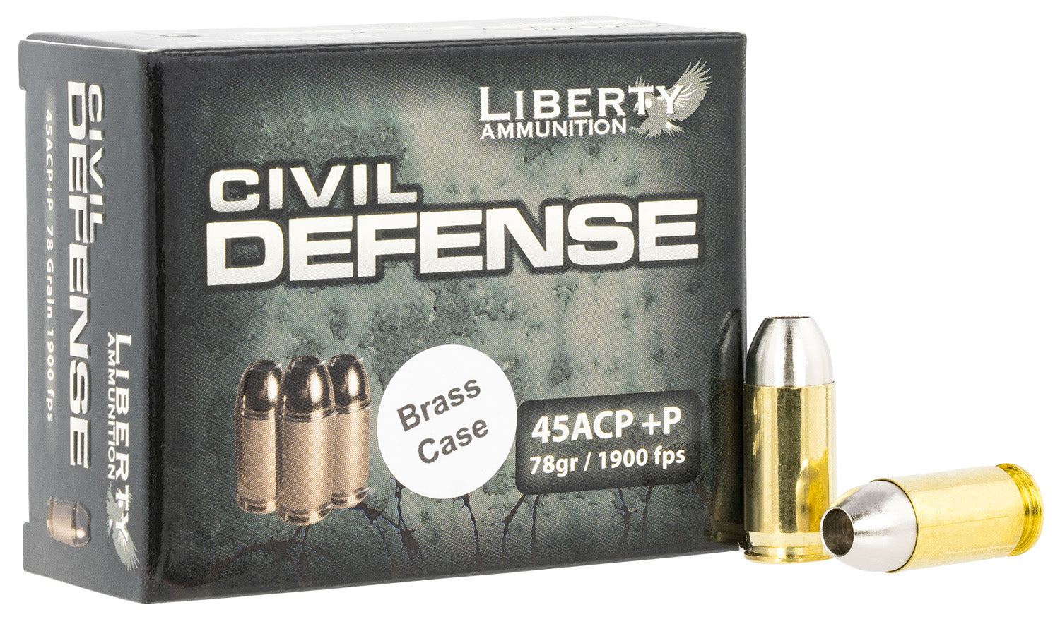 Liberty Ammunition Civil Defense Protection Lead Free Fragmenting Hollow Point 78 Grain .45 ACP/Auto 1900 fps 793888627352