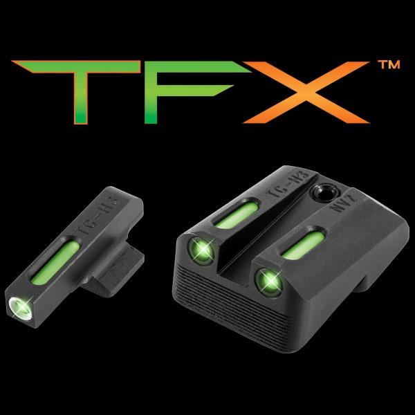 Truglo TFX Tritium Fiber-Optic Night Sights Novak LoMount 1911 5" 9mm/.40 S&W - White Outline Front