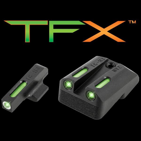 Truglo TFX Tritium Fiber-Optic Sights for 1911 Officers Commander Novak LoMount Cut - White Front